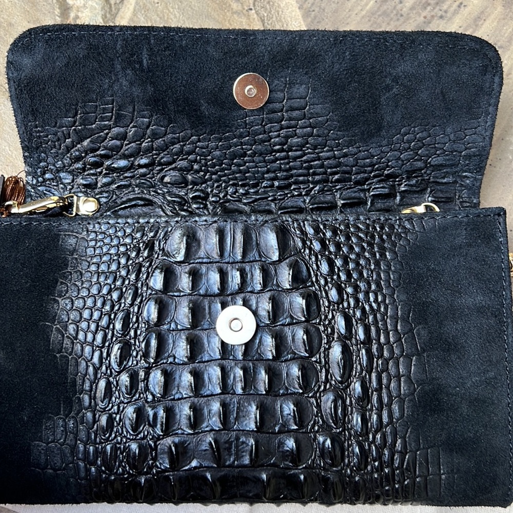 House Of Harlow 1960 Leather and Suede Alligator Clutch Crossbody - Picture 10 of 16